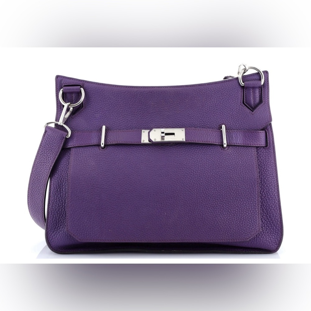 Hermes Purple Leather Shoulder Bag with Silver Hardware